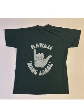 Vintage Hang Loose Hawaii Shaka Souvenir Green T-Shirt S M Made In USA